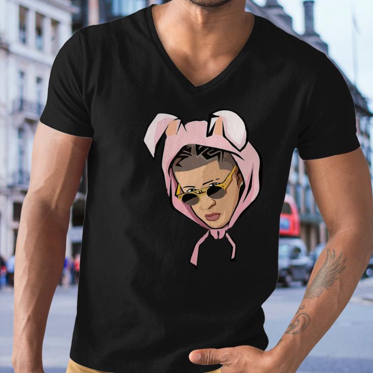 Bad Bunny-Face Men V-Neck Tshirt