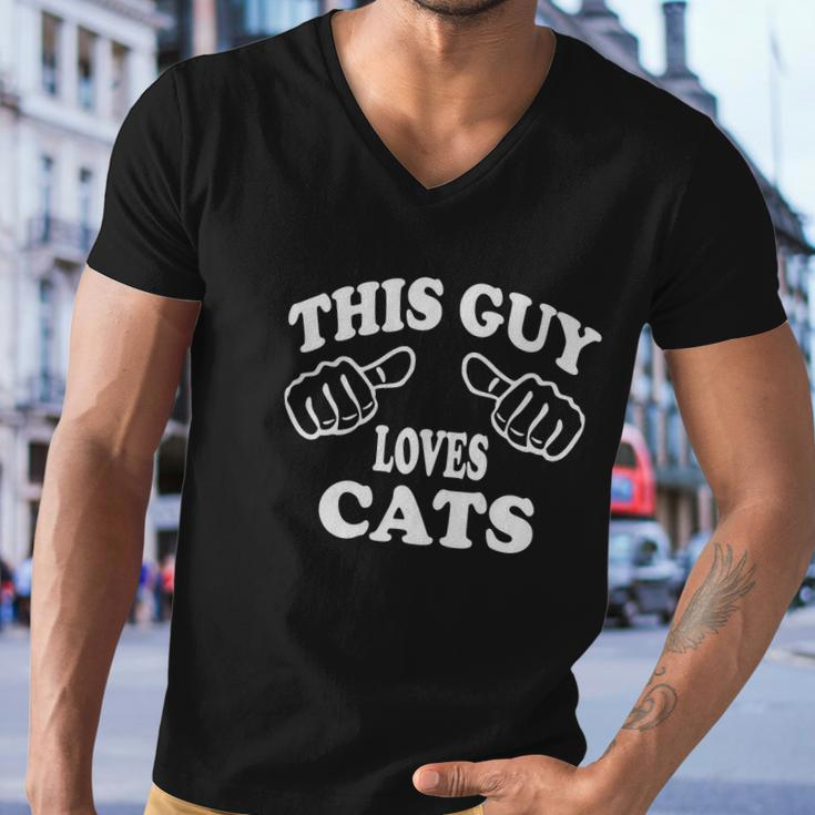 This Guy Loves Cats Men V-Neck Tshirt