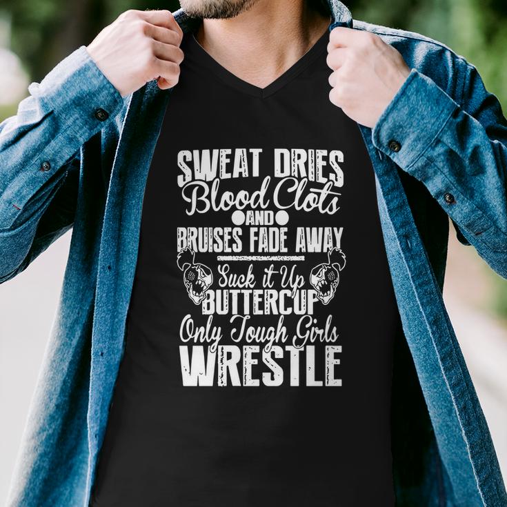 Girls Wrestling Shirt - Only Tough Girls Wrestle Men V-Neck Tshirt