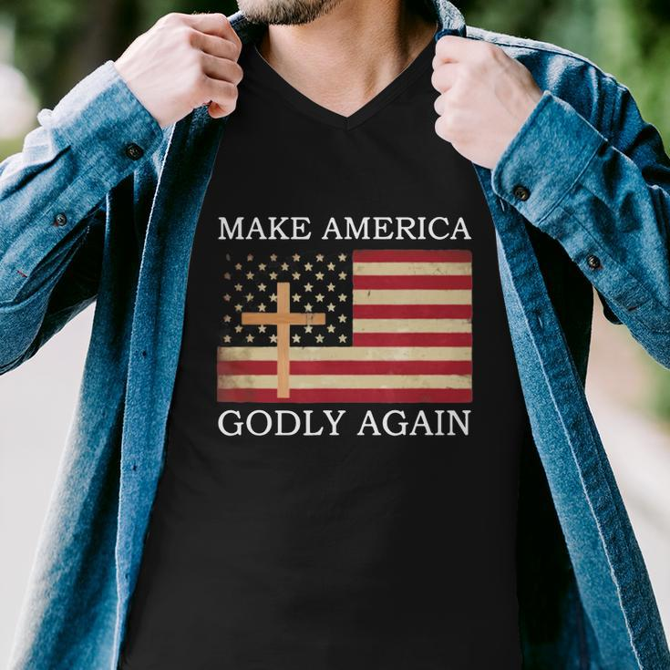 Make America Godly Again American Flag V2 Men V-Neck Tshirt