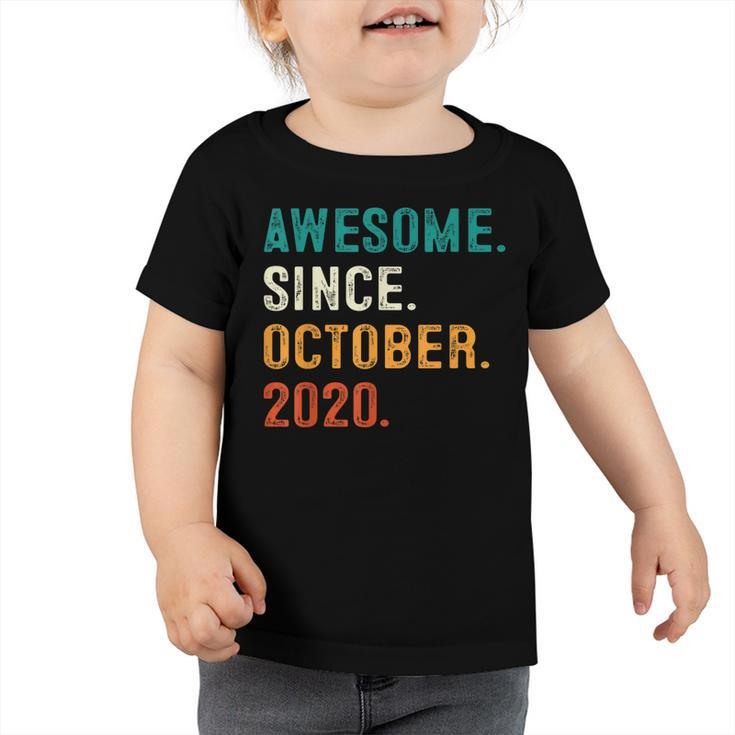 2 Years Old Gift Awesome Since October 2020 2Nd Birthday Boy  Toddler Tshirt