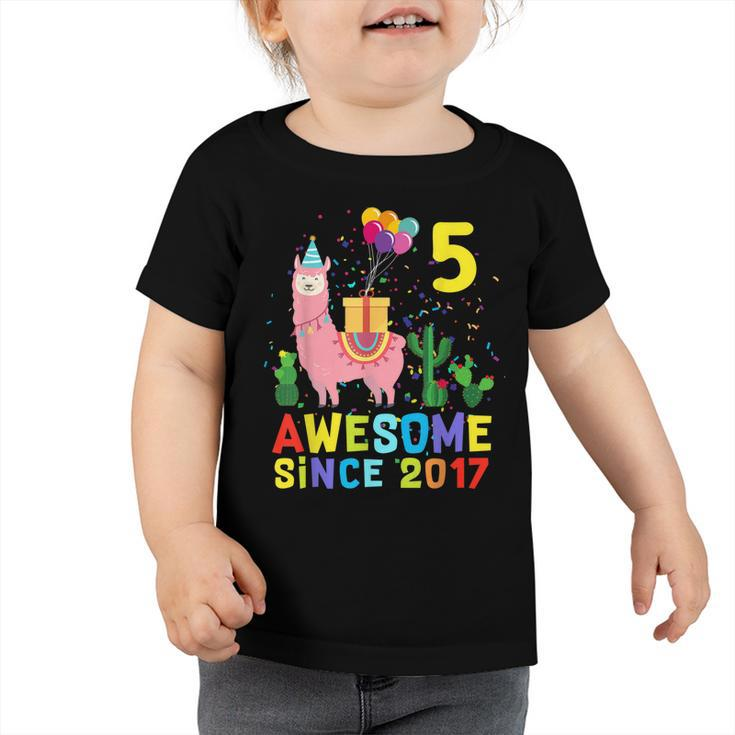 5 Year Old Awesome Since 2017 5Th Birthday Gift N Girls  Toddler Tshirt