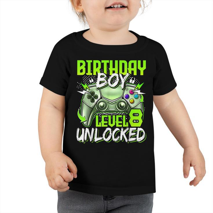 Birthday Boys Level 8 Unlocked Video Gamer Birthday  Toddler Tshirt