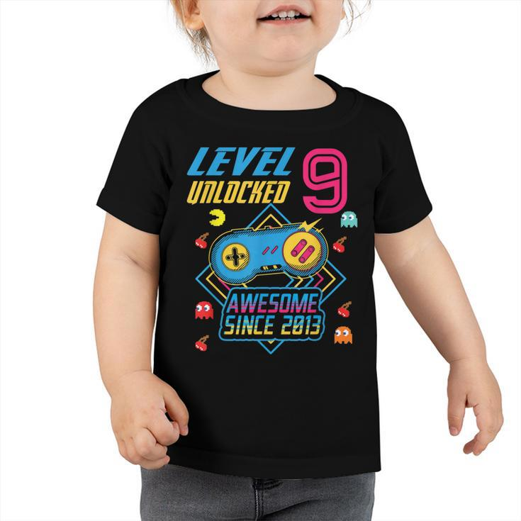 Level 9 Unlocked Boy Awesome Since 2013 Video Gamer Gift  Toddler Tshirt