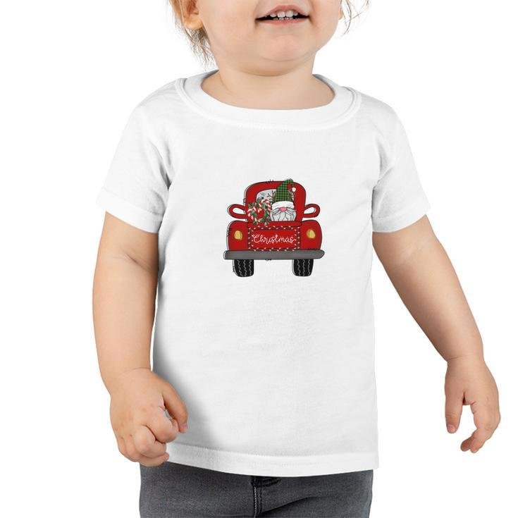 Funny Christmas Gnomes Red Truck Toddler Tshirt