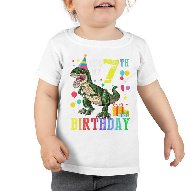 Kids 7 Year Old  7Th Birthday Boy T Rex Dinosaur Gift Kids  Toddler Tshirt