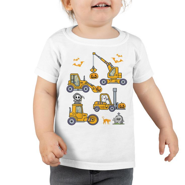 Kids Construction Vehicle Halloween Crane Truck Pumpkin Boys Kids  V6 Toddler Tshirt