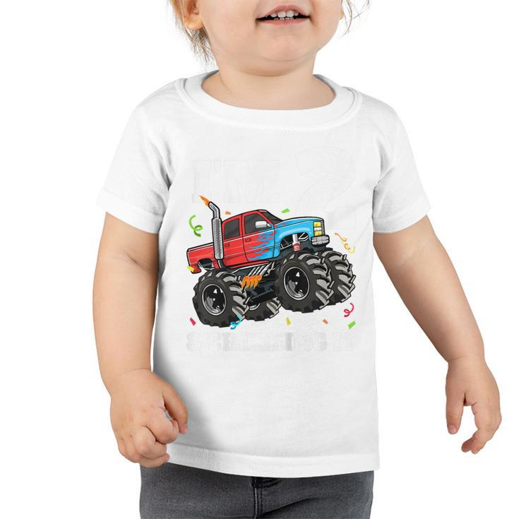 Kids Monster Truck 2Nd Birthday Boy 2 Two Year Old Toddler  Toddler Tshirt