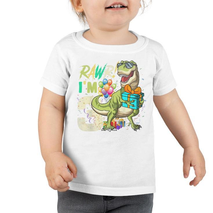 Kids Rawr Im 3 Third Rex 3Rd Birthday Dinosaur 3 Year Old Boys  Toddler Tshirt