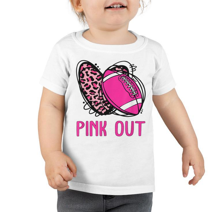 Pink Out Breast Cancer Awareness Bleached Football Mom Girls  Toddler Tshirt