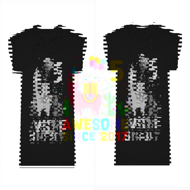 5 Year Old Awesome Since 2017 5Th Birthday Gift N Girls  Infant Tshirt
