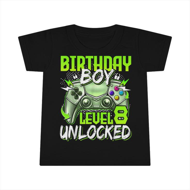 Birthday Boys Level 8 Unlocked Video Gamer Birthday  Infant Tshirt