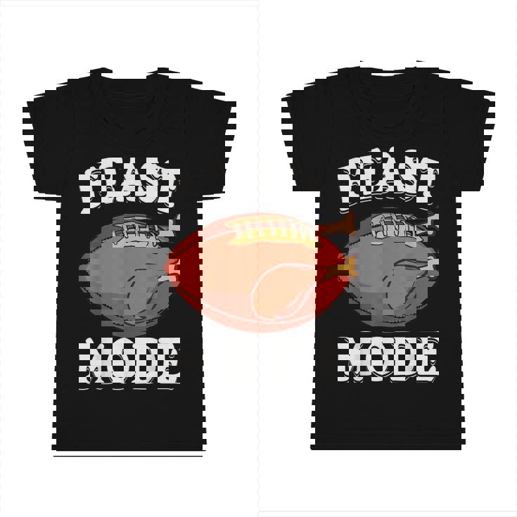 Funny Cute Thanksgiving Turkey Football Feast Mode Boys Mens T-Shirt