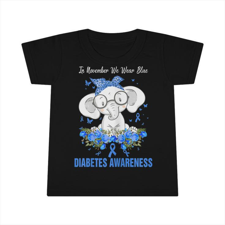 Kids In November We Wear Blue Elephant Diabetes Awareness  Infant Tshirt