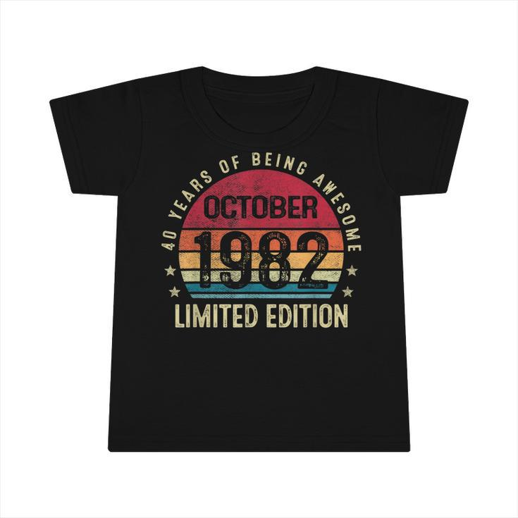 Vintage October 1982 40 Year Old 40Th Birthday Gifts Boy  Infant Tshirt