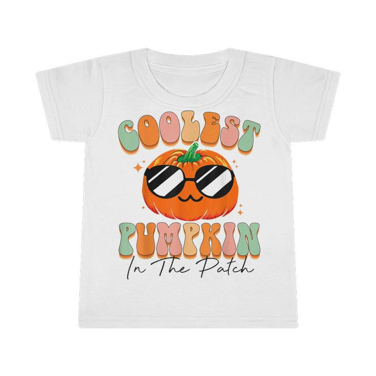 Coolest Pumpkin In The Patch Boys Retro Groovy Halloween  Infant Tshirt