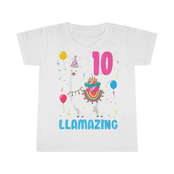 Kids 10Th Birthday I Am 10 Years Old And Llamazing Llama Girl  Infant Tshirt