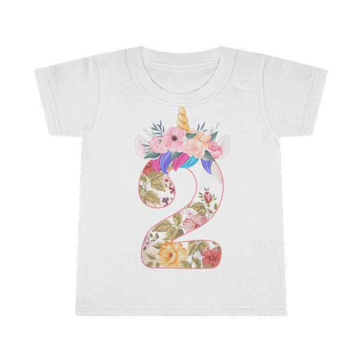 Kids 2 Year Old Unicorn Face Gift 2Nd Birthday Girls Ns Flower  Infant Tshirt