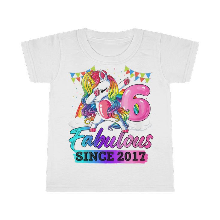 Kids 6 Years Old Fabulous Since 2017 6Th Birthday Unicorn Girl  Infant Tshirt