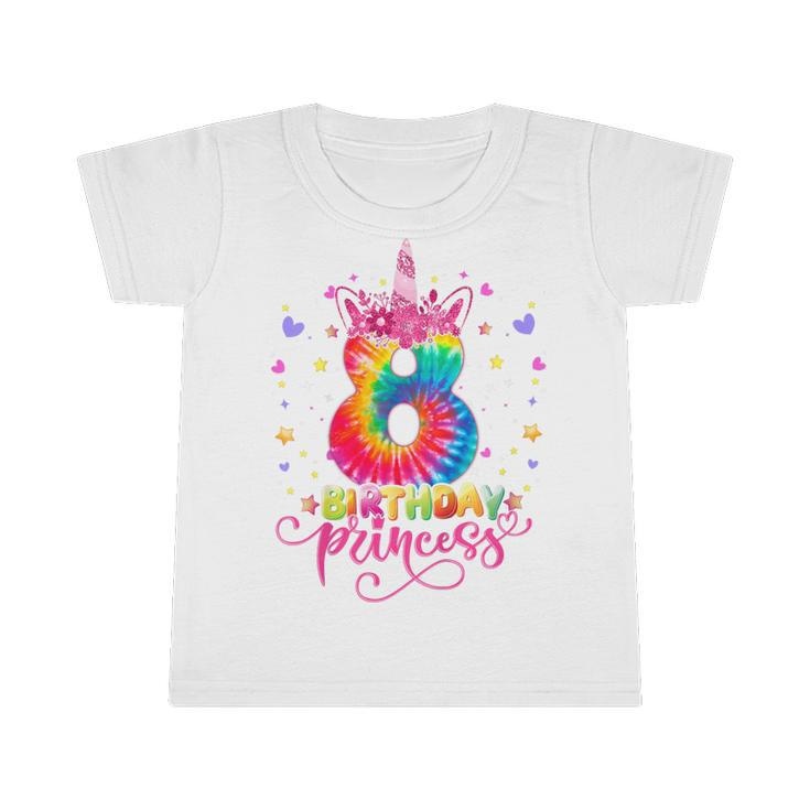 Kids 8 Year Old Gifts 8Th Birthday Girls Unicorn Face Tie Dye  Infant Tshirt