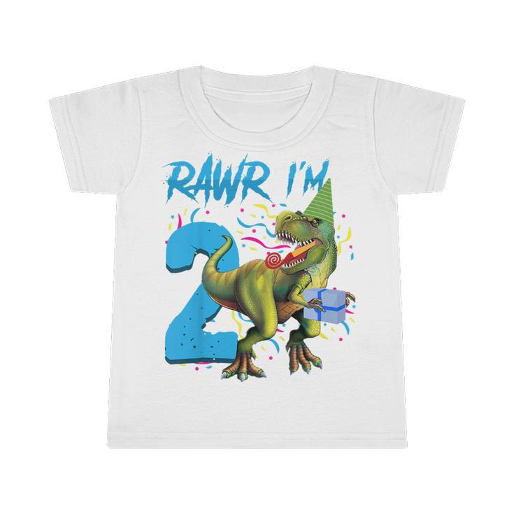 Kids Rawr Im 2Nd Birthday Boy Dinosaur T-Rex 2 Years Old Party  Infant Tshirt