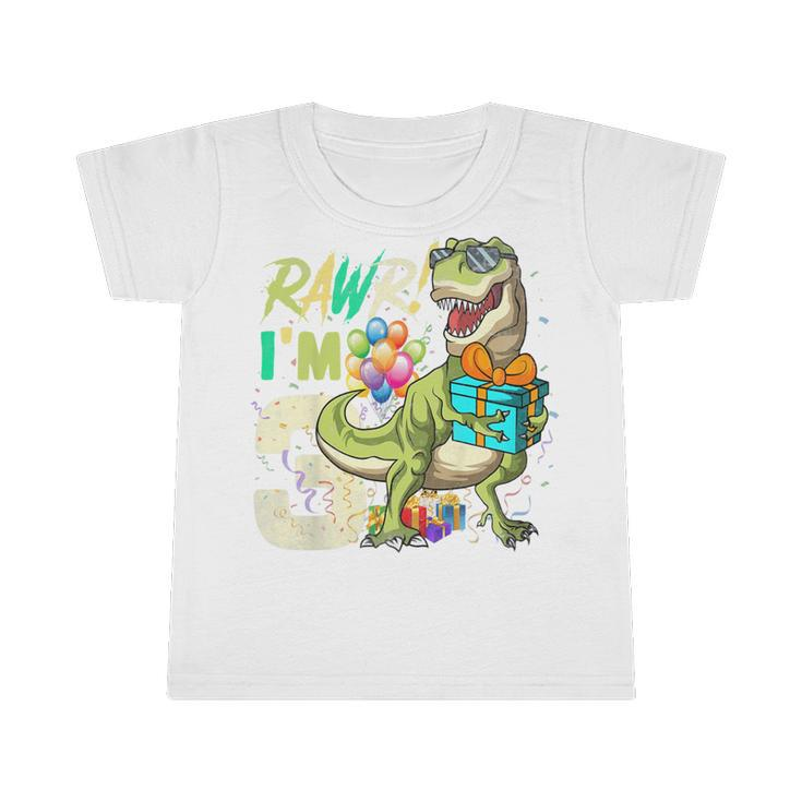 Kids Rawr Im 3 Third Rex 3Rd Birthday Dinosaur 3 Year Old Boys  Infant Tshirt
