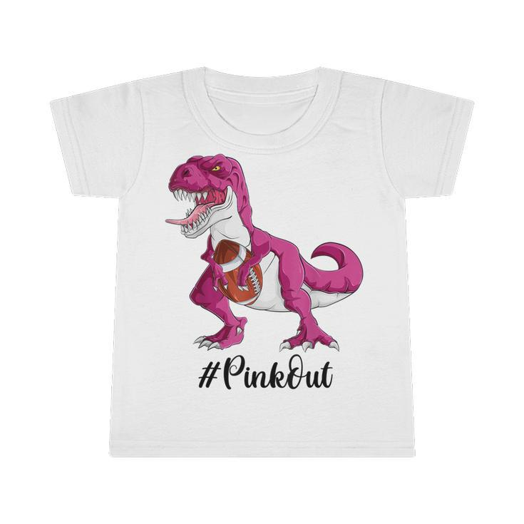Pink Dinosaur Football  Boys Pink Out Breast Cancer  Infant Tshirt