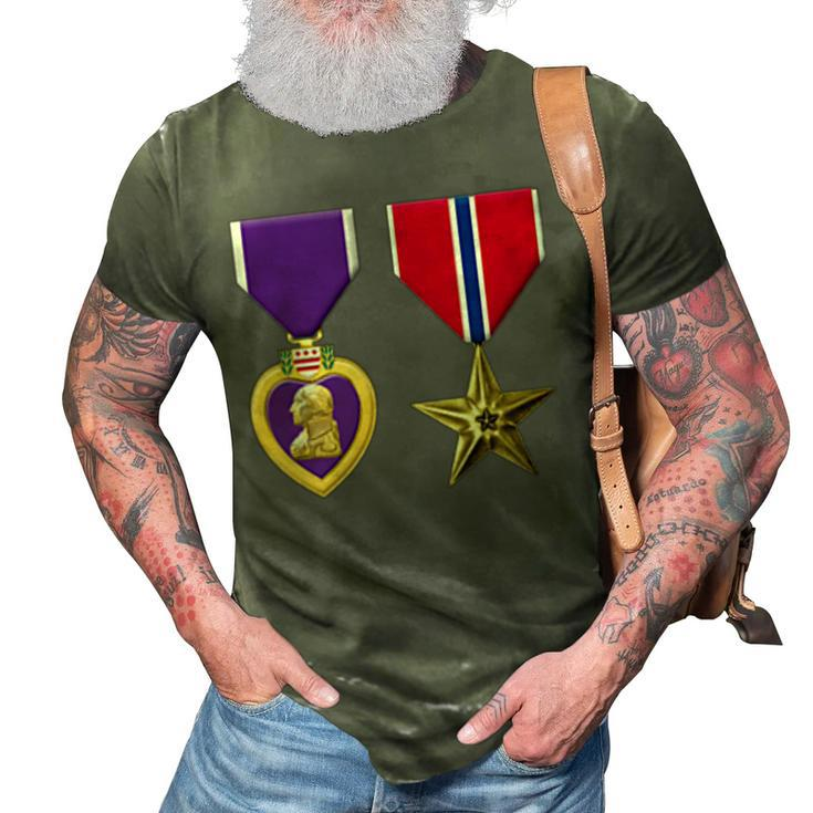 Bronze Star And Purple Heart Medal Military Personnel Award 3D Print Casual Tshirt
