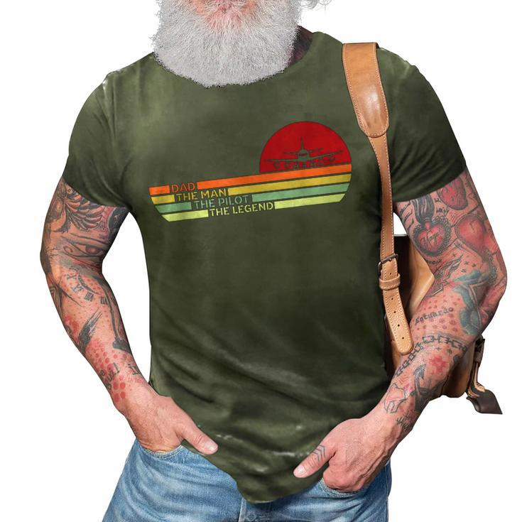 Dad The Man Pilot Legend Retro Vantage Style Fathers Day 3D Print Casual Tshirt