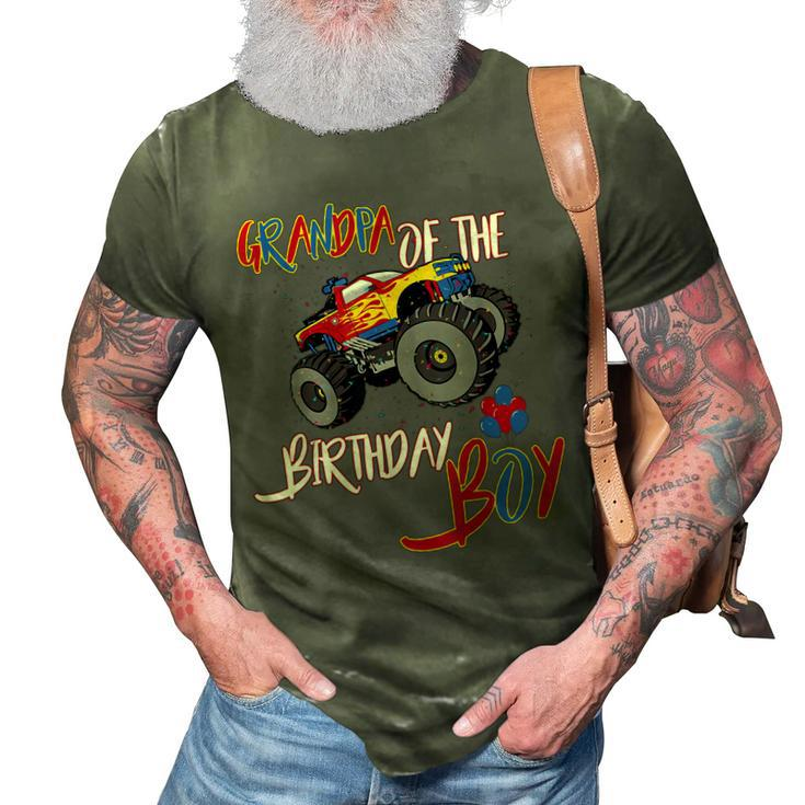 Grandpa Of The Birthday Boy Monster Truck Boys Party 3D Print Casual Tshirt