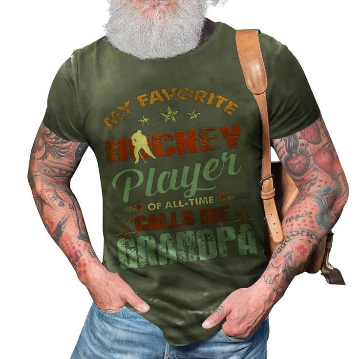 My Favorite Hockey Player Call Me Grandpachristmas Gift 3D Print Casual Tshirt