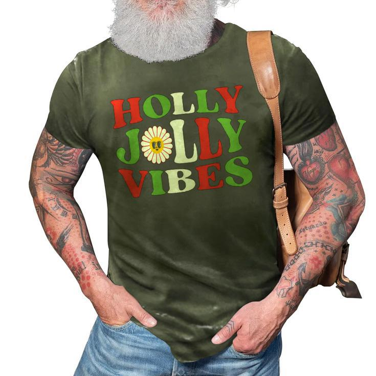 Retro Christmas Holly Jolly Vibes 3D Print Casual Tshirt