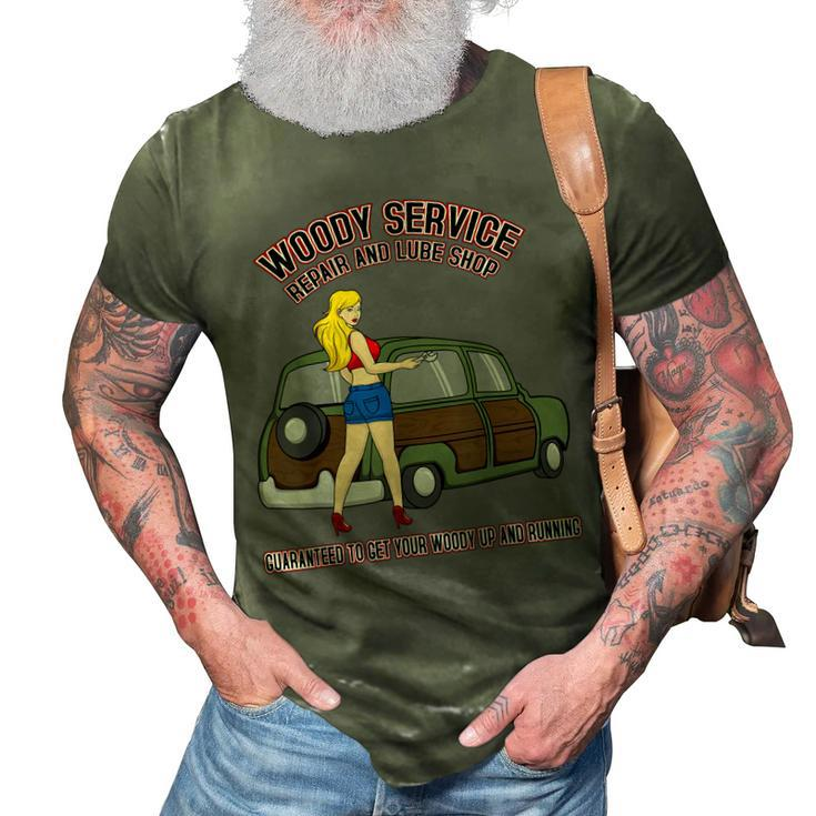 Retro Vintage Sexy Pinup Girl Mechanic Auto Big Woody Wagon 3D Print Casual Tshirt