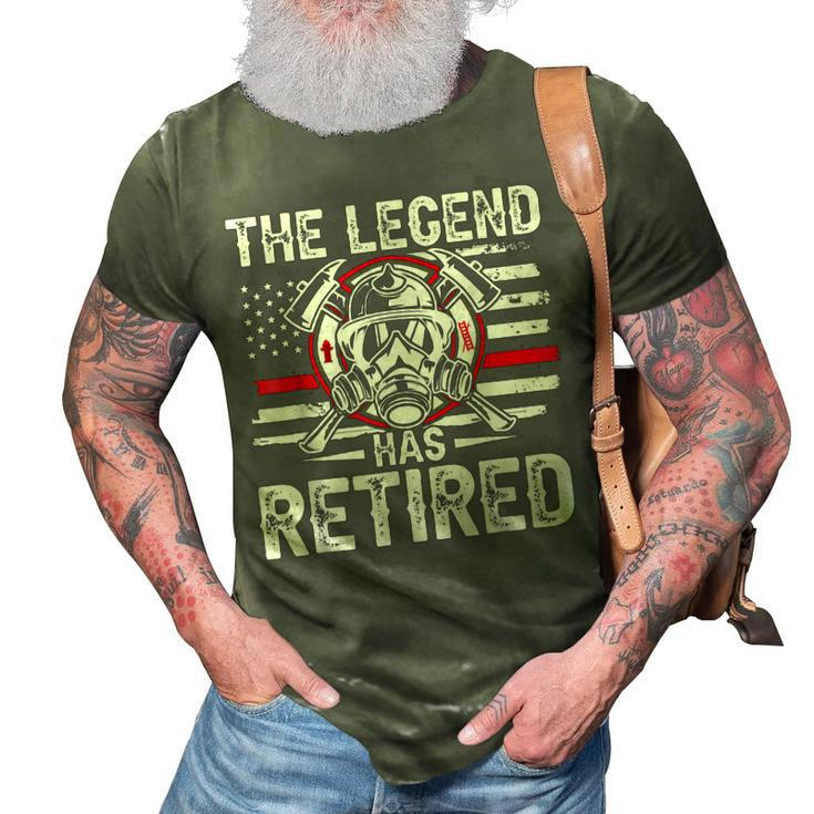 The Legend Has Retired Fireman American Flag Usa Firefighter 3D Print Casual Tshirt