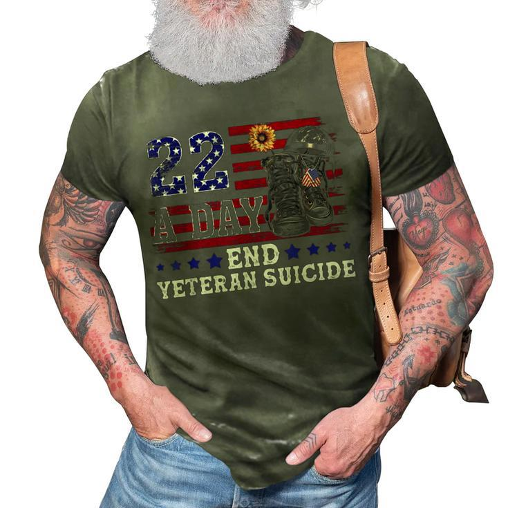 22 A Day Take Their Lives End Veteran Suicide Supporter 3D Print Casual Tshirt