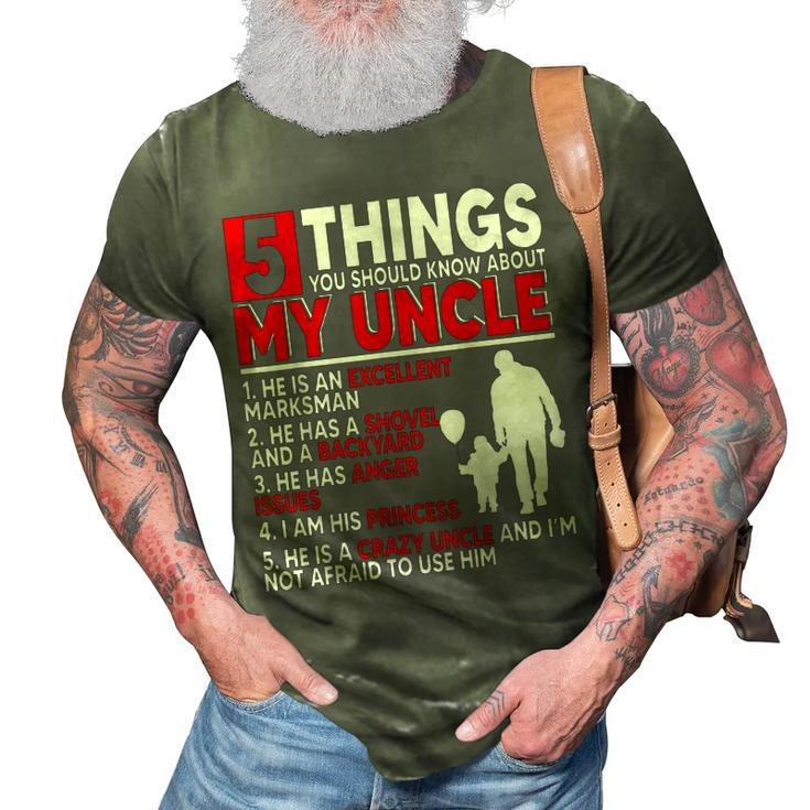 5 Things You Should Know About My Uncle Happy Fathers Day 3D Print Casual Tshirt