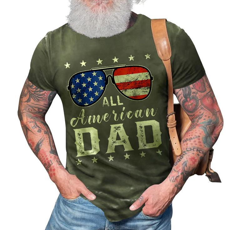 All American Dad 4Th Of July Usa America Flag Sunglasses 3D Print Casual Tshirt