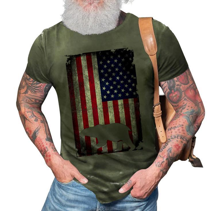 American Bear Hunter Patriotic  For Dad Fathers Day Gift For Mens 3D Print Casual Tshirt