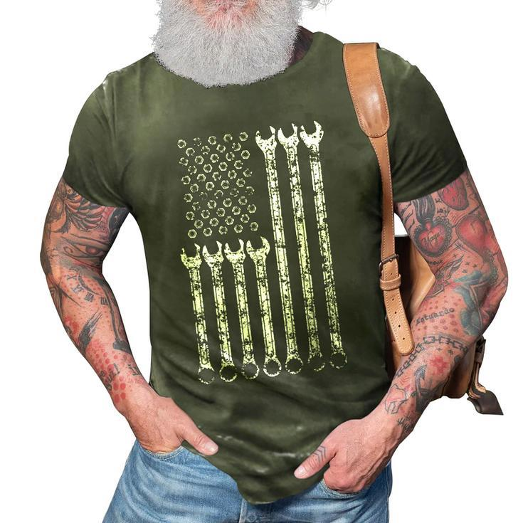 American Flag Mechanic Combination Wrench  Gift Mens 3D Print Casual Tshirt