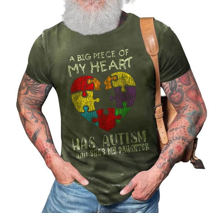 Autism Awareness Dad Mom Daughter Autistic Kids Awareness 3D Print Casual Tshirt