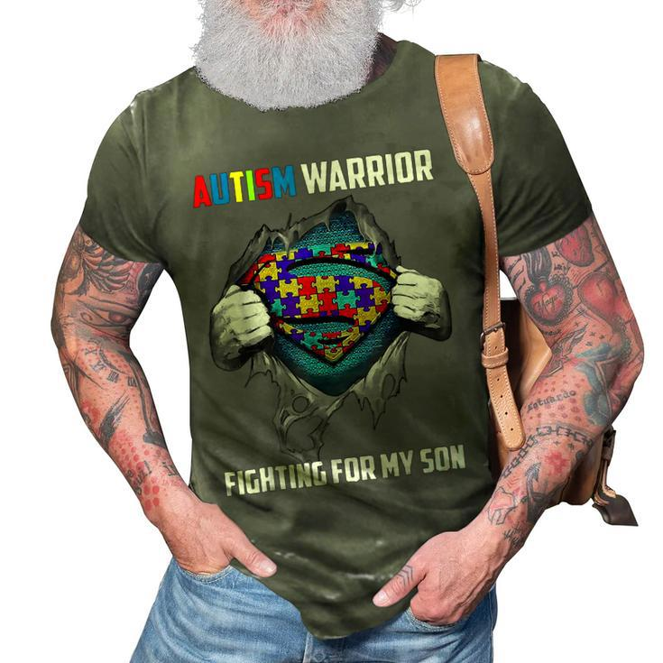 Autism Warrior Fighting For My Son Autism Mom Dad Parents 3D Print Casual Tshirt