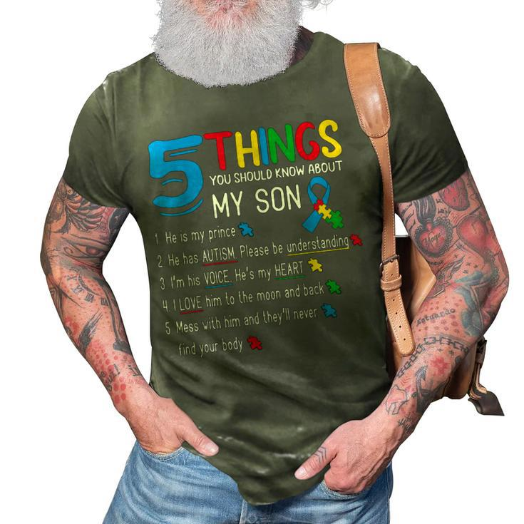 Autistic Son Autism Awareness Support For Mom Dad Parents 3D Print Casual Tshirt