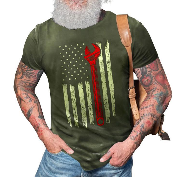 Auto Mechanic Independence Day Patriotic Tech Automotive 3D Print Casual Tshirt