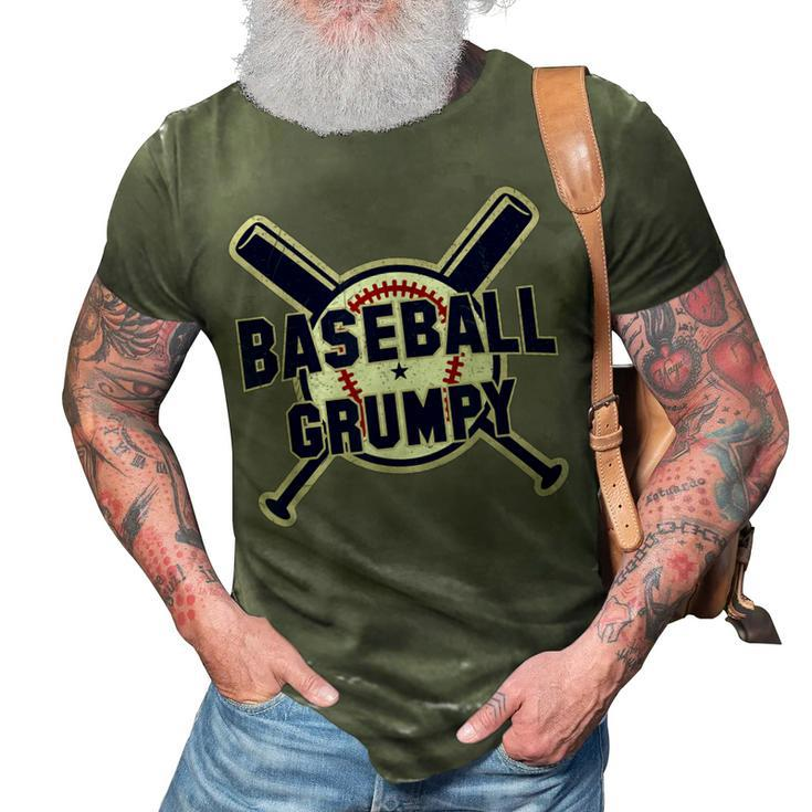 Baseball Grumpy Softball Papa Funny Fathers Day Gift Grandpa 3D Print Casual Tshirt