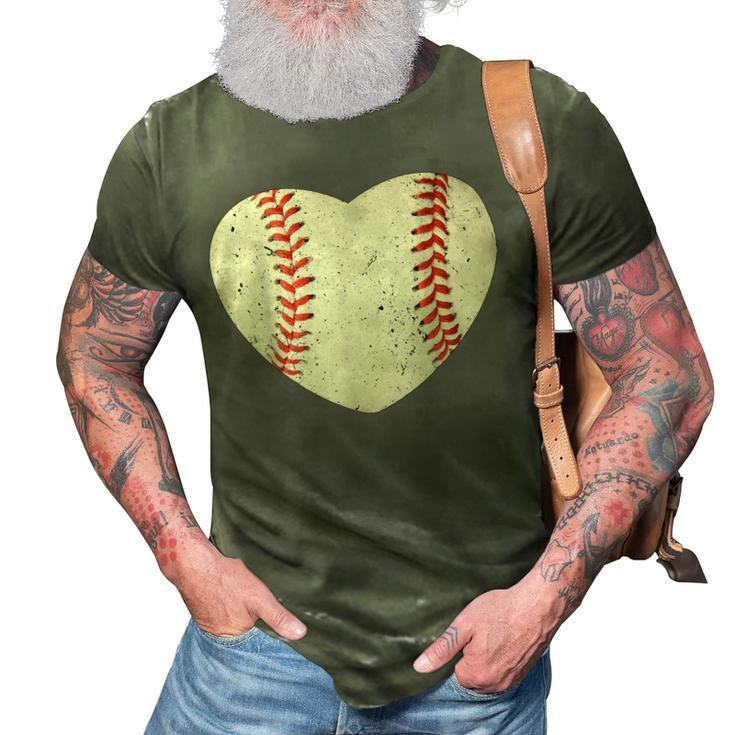 Baseball Heart Cute Mom Dad Softball Mothers Day Sports Day 3D Print Casual Tshirt