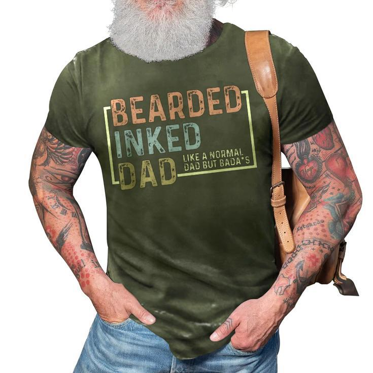 Bearded Inked Dad Papa Daddy Stepdad Father Husband Family Gift For Mens 3D Print Casual Tshirt