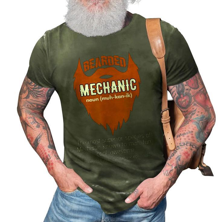 Bearded Mechanic Beard Design Mechanical Gift For Mens 3D Print Casual Tshirt