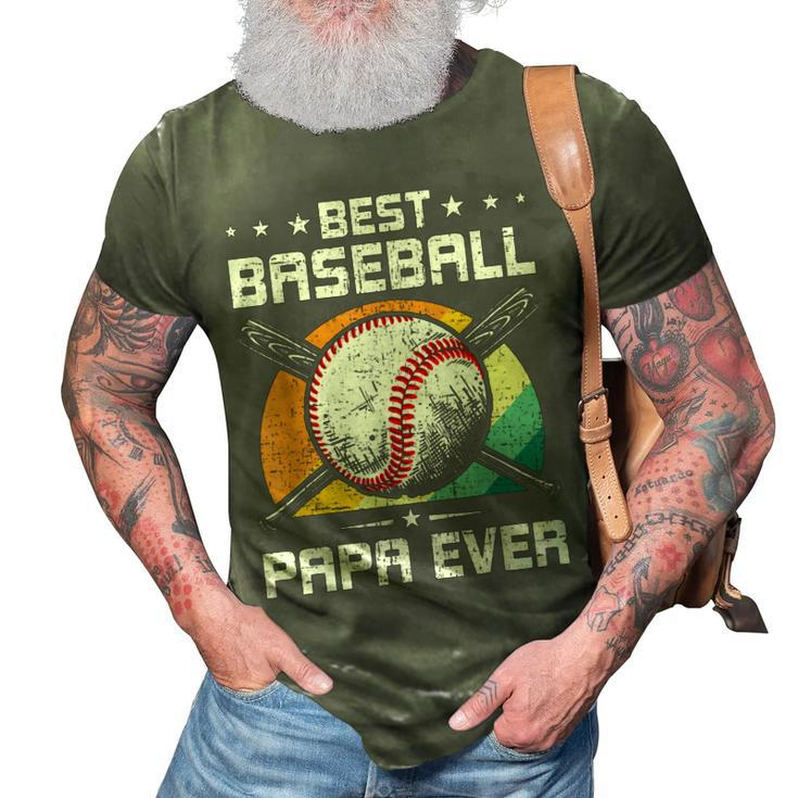 Best Baseball Papa Ever Baseball Lover Dad Gift 3D Print Casual Tshirt