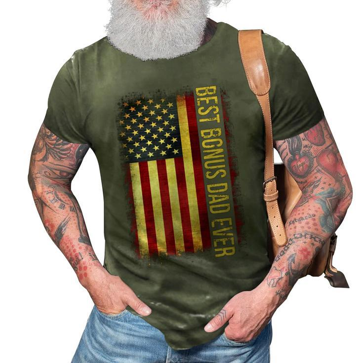 Best Bonus Dad Ever American Flag Fathers Day Gift 3D Print Casual Tshirt