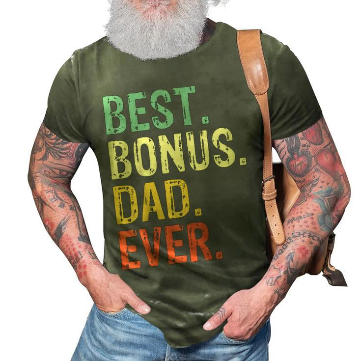 Best Bonus Dad Ever American Usa Flag Fathers Day Gift For Mens 3D Print Casual Tshirt